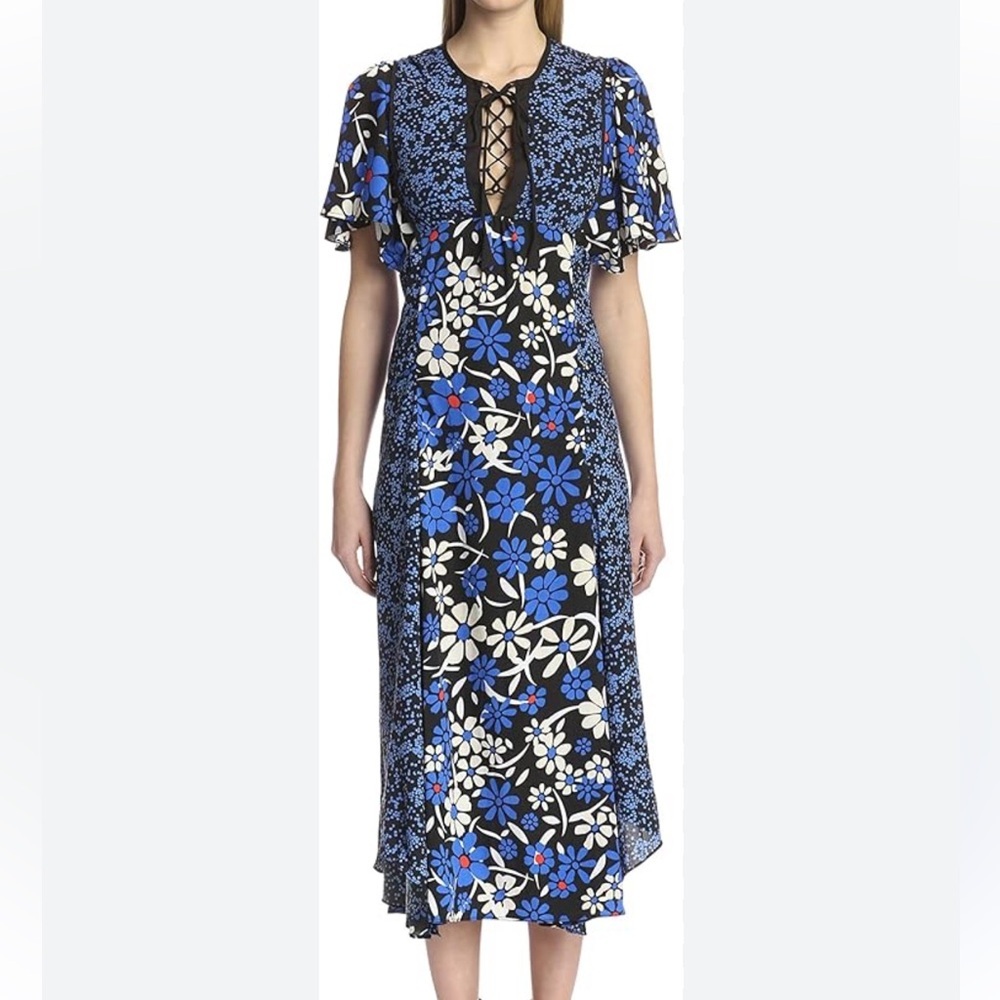Walter Baker floral ruffle maxi dress Size 10 Elie starry night Flowy Bohemian